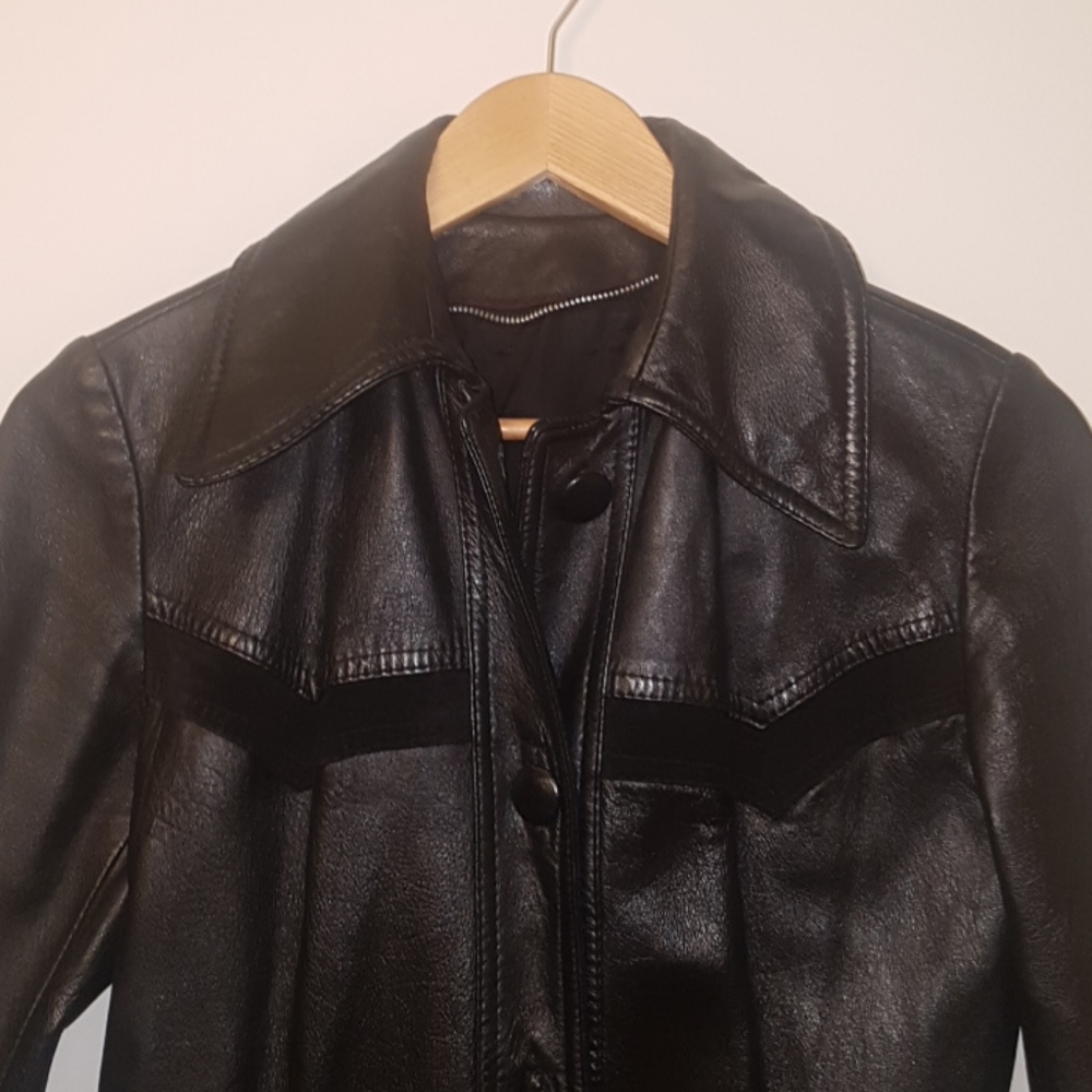 VTG Con-Ell Furs Black Leather & Suede Trench Coat Matrix Goth Western Duster